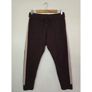 Gobi 100% Cashmere Jogger Sweatpants Mens Size Small Burgundy Cream Stripe